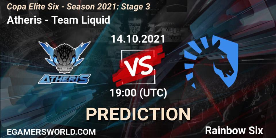 Atheris vs Team Liquid: Betting TIp, Match Prediction. 14.10.2021 at 19:00. Rainbow Six, Copa Elite Six - Season 2021: Stage 3