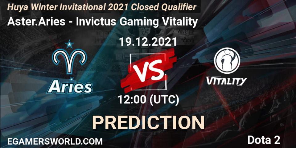 Aster.Aries vs Invictus Gaming Vitality: Betting TIp, Match Prediction. 19.12.21. Dota 2, Huya Winter Invitational 2021 Closed Qualifier