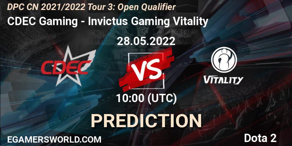 CDEC Gaming vs Invictus Gaming Vitality: Betting TIp, Match Prediction. 28.05.22. Dota 2, DPC CN 2021/2022 Tour 3: Open Qualifier