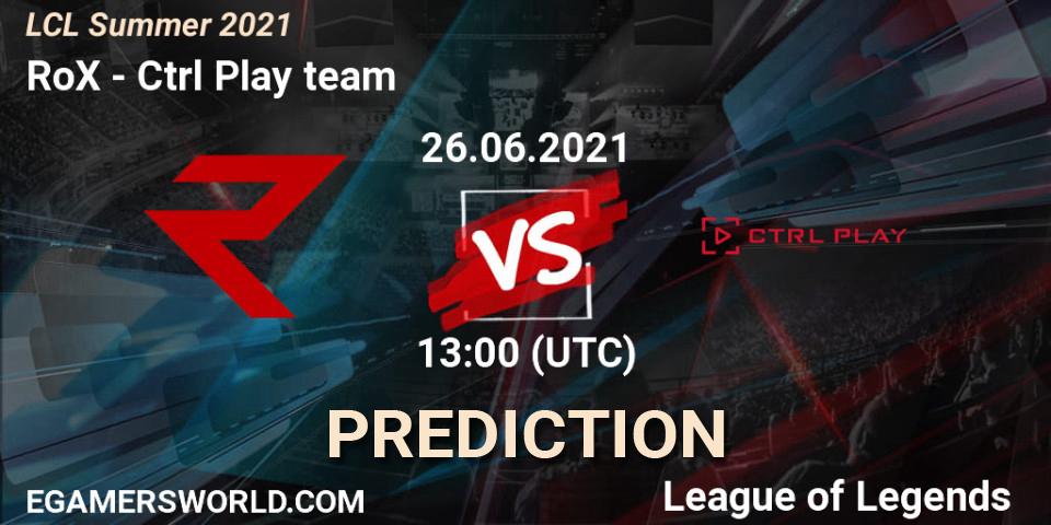 RoX vs Ctrl Play team: Betting TIp, Match Prediction. 27.06.2021 at 13:00. LoL, LCL Summer 2021