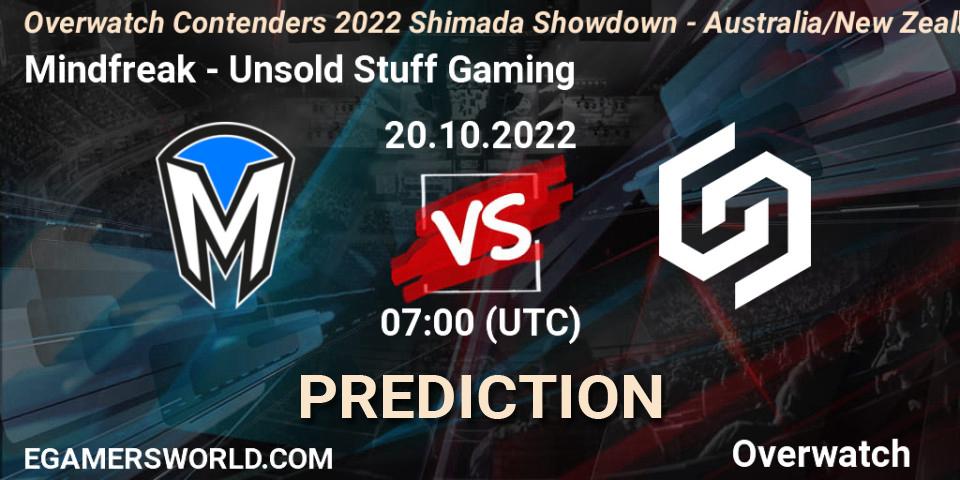 Mindfreak vs Unsold Stuff Gaming: Betting TIp, Match Prediction. 20.10.2022 at 07:00. Overwatch, Overwatch Contenders 2022 Shimada Showdown - Australia/New Zealand - October