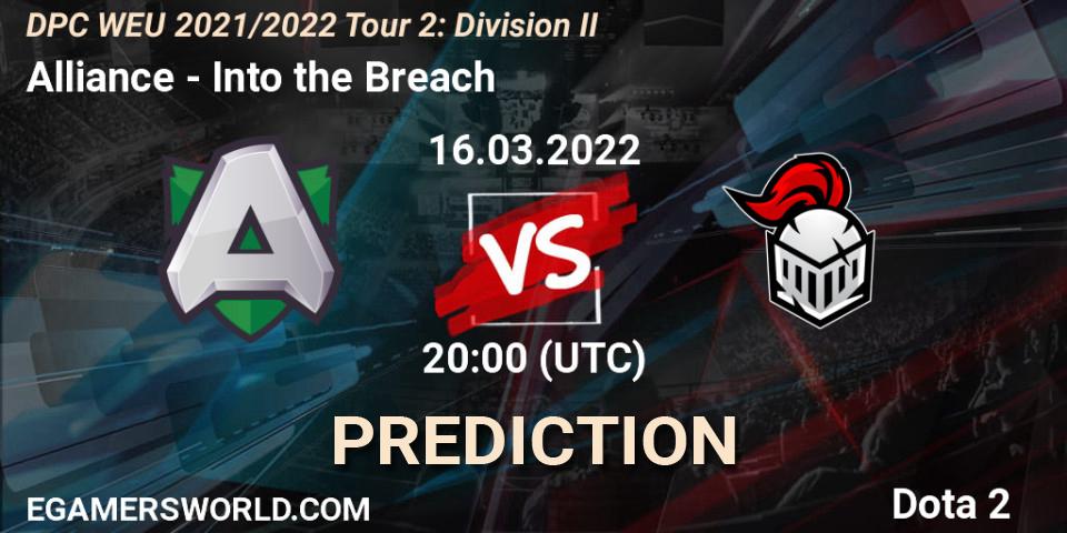Alliance vs Into the Breach: Betting TIp, Match Prediction. 16.03.22. Dota 2, DPC 2021/2022 Tour 2: WEU Division II (Lower) - DreamLeague Season 17