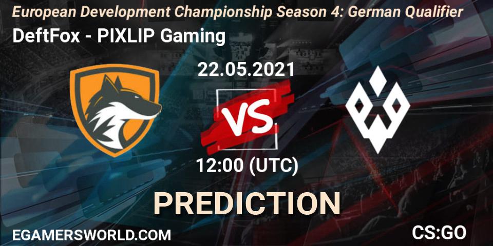 DeftFox vs PIXLIP Gaming: Betting TIp, Match Prediction. 22.05.2021 at 14:00. Counter-Strike (CS2), European Development Championship Season 4: German Qualifier