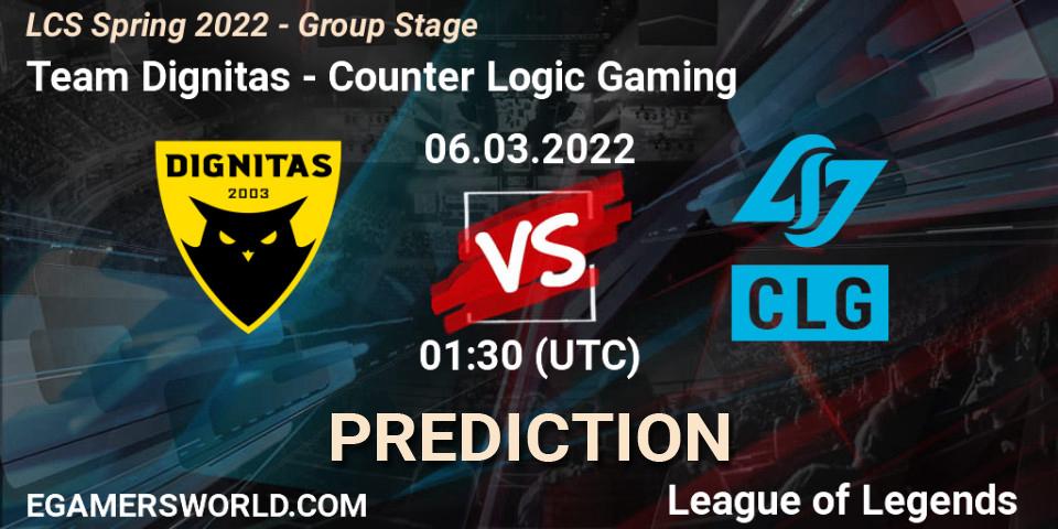 Team Dignitas vs Counter Logic Gaming: Betting TIp, Match Prediction. 06.03.22. LoL, LCS Spring 2022 - Group Stage