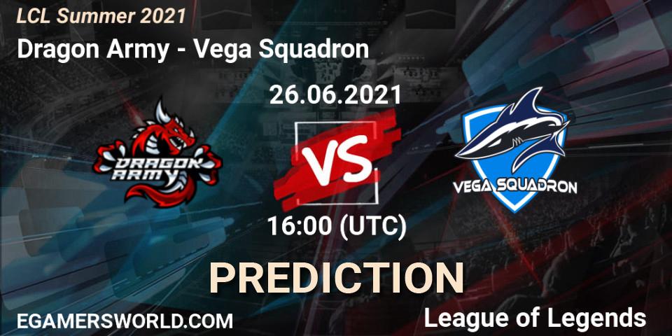 Dragon Army vs Vega Squadron: Betting TIp, Match Prediction. 26.06.21. LoL, LCL Summer 2021