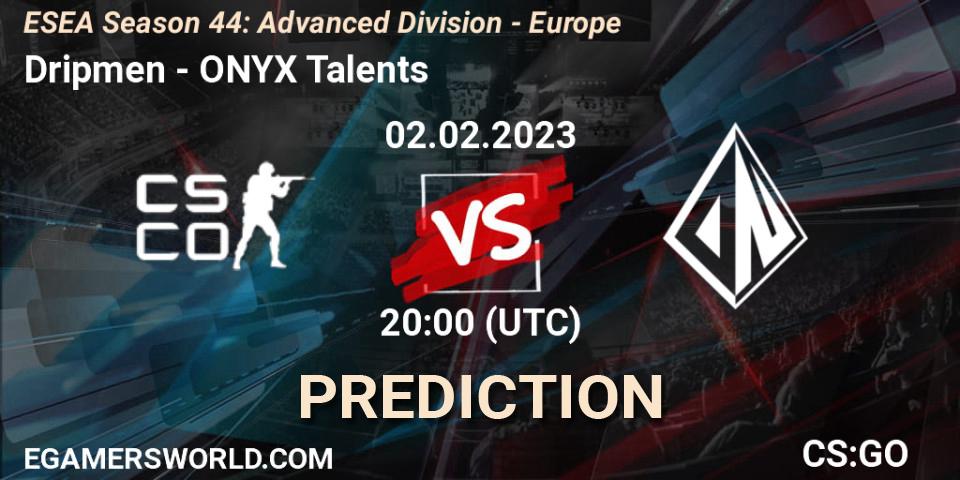 Dripmen vs ONYX Talents: Betting TIp, Match Prediction. 02.02.23. CS2 (CS:GO), ESEA Season 44: Advanced Division - Europe
