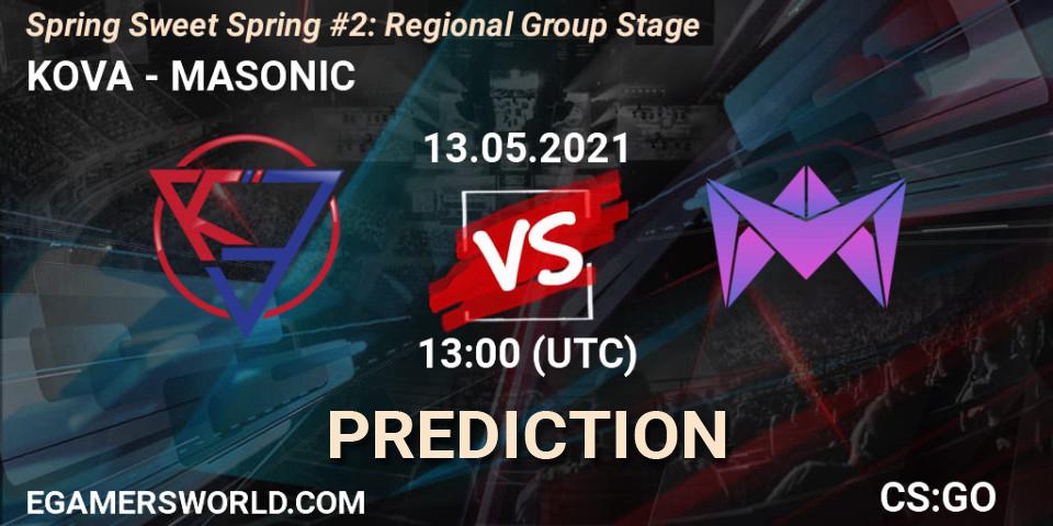 KOVA vs MASONIC: Betting TIp, Match Prediction. 13.05.2021 at 13:00. Counter-Strike (CS2), Spring Sweet Spring #2: Regional Group Stage