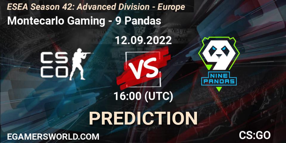 Montecarlo Gaming vs 9 Pandas: Betting TIp, Match Prediction. 12.09.2022 at 16:00. Counter-Strike (CS2), ESEA Season 42: Advanced Division - Europe