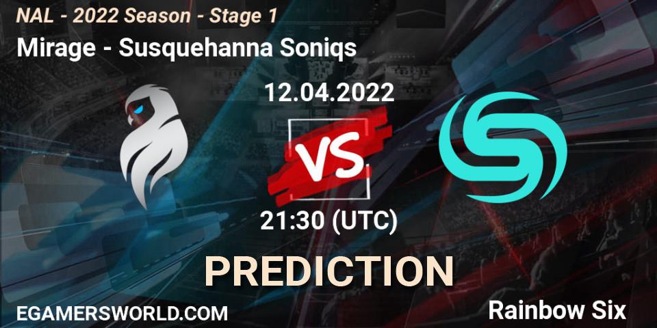 Mirage vs Susquehanna Soniqs: Betting TIp, Match Prediction. 12.04.2022 at 21:30. Rainbow Six, NAL - Season 2022 - Stage 1