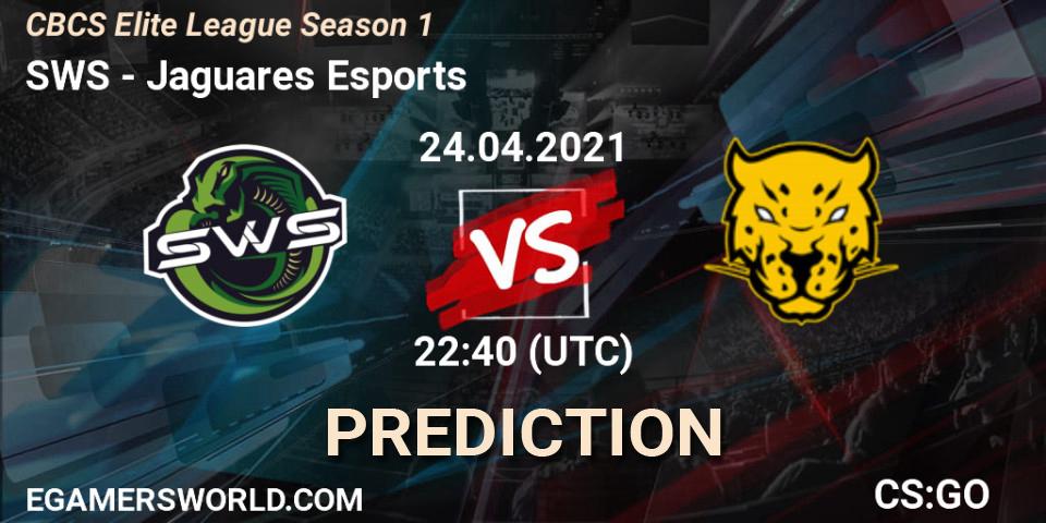SWS vs Jaguares Esports: Betting TIp, Match Prediction. 24.04.2021 at 22:40. Counter-Strike (CS2), CBCS Elite League Season 1