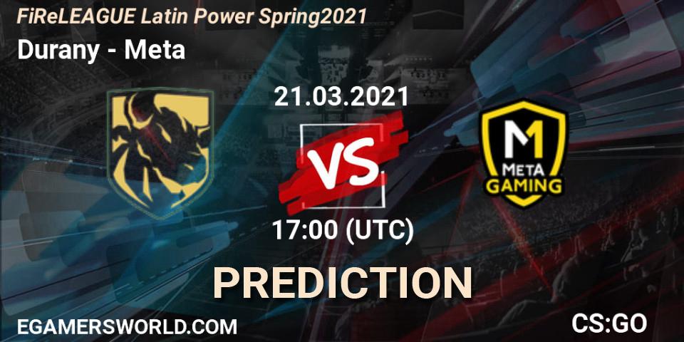 Durany vs Meta Gaming Brasil: Betting TIp, Match Prediction. 21.03.2021 at 17:00. Counter-Strike (CS2), FiReLEAGUE Latin Power Spring 2021 - BLAST Premier Qualifier