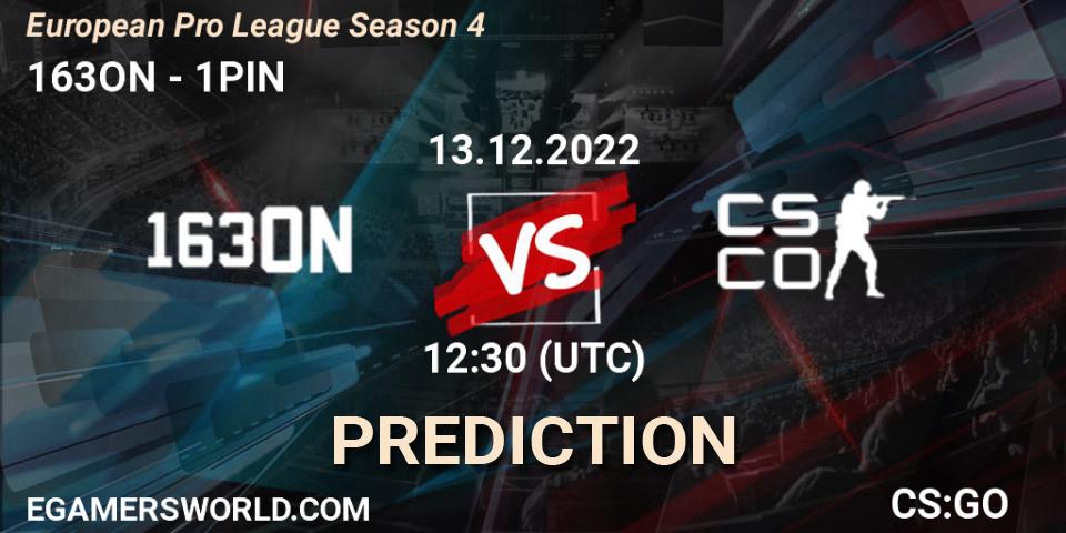 163ON vs 1PIN: Betting TIp, Match Prediction. 13.12.2022 at 12:30. Counter-Strike (CS2), European Pro League Season 4