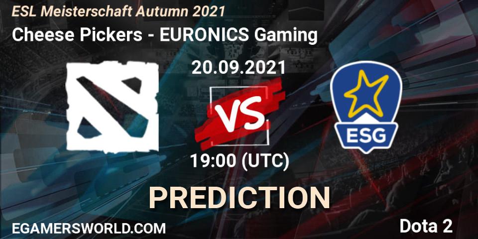 Cheese Pickers vs EURONICS Gaming: Betting TIp, Match Prediction. 20.09.2021 at 18:30. Dota 2, ESL Meisterschaft Autumn 2021
