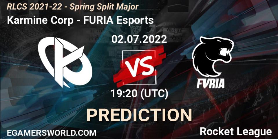Karmine Corp vs FURIA Esports: Betting TIp, Match Prediction. 02.07.2022 at 19:20. Rocket League, RLCS 2021-22 - Spring Split Major