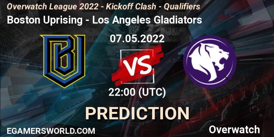 Boston Uprising vs Los Angeles Gladiators: Betting TIp, Match Prediction. 07.05.22. Overwatch, Overwatch League 2022 - Kickoff Clash - Qualifiers