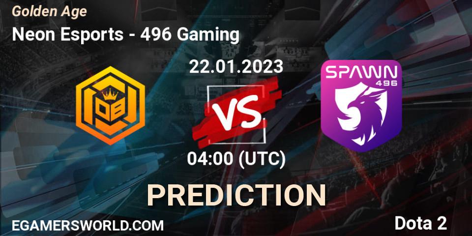 Neon Esports vs 496 Gaming: Betting TIp, Match Prediction. 22.01.23. Dota 2, Golden Age
