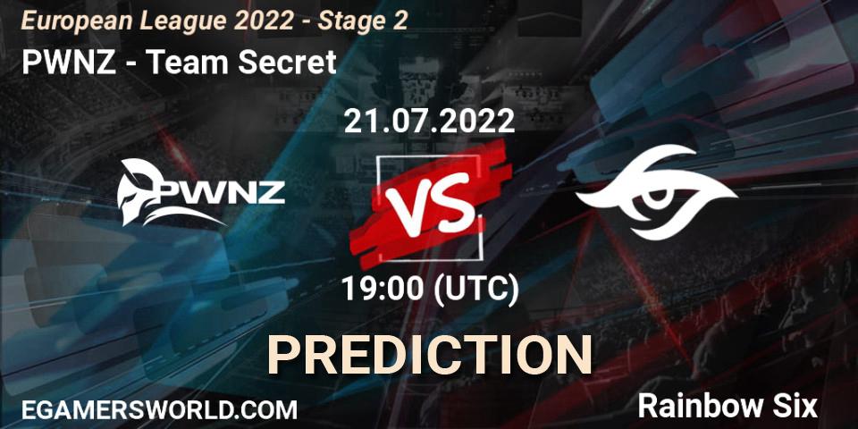 PWNZ vs Team Secret: Betting TIp, Match Prediction. 21.07.2022 at 16:00. Rainbow Six, European League 2022 - Stage 2