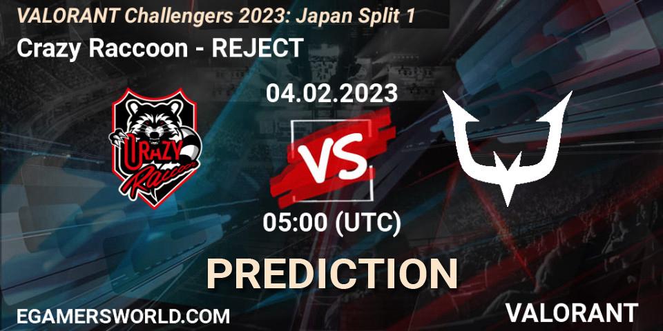 Crazy Raccoon vs REJECT: Betting TIp, Match Prediction. 04.02.23. VALORANT, VALORANT Challengers 2023: Japan Split 1