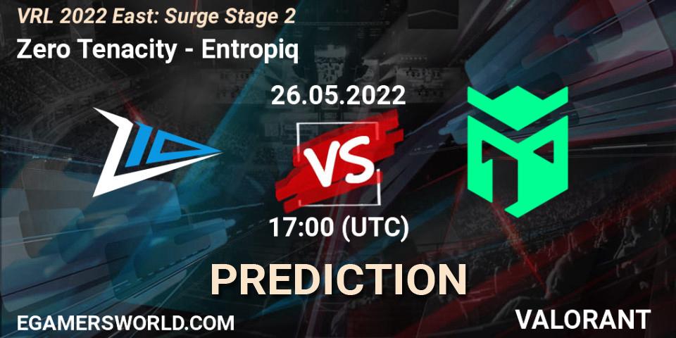 Zero Tenacity vs Entropiq: Betting TIp, Match Prediction. 26.05.2022 at 17:15. VALORANT, VRL 2022 East: Surge Stage 2