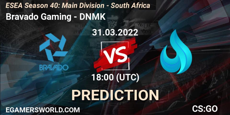 Bravado Gaming vs DNMK: Betting TIp, Match Prediction. 31.03.2022 at 18:00. Counter-Strike (CS2), ESEA Season 40: Main Division - South Africa