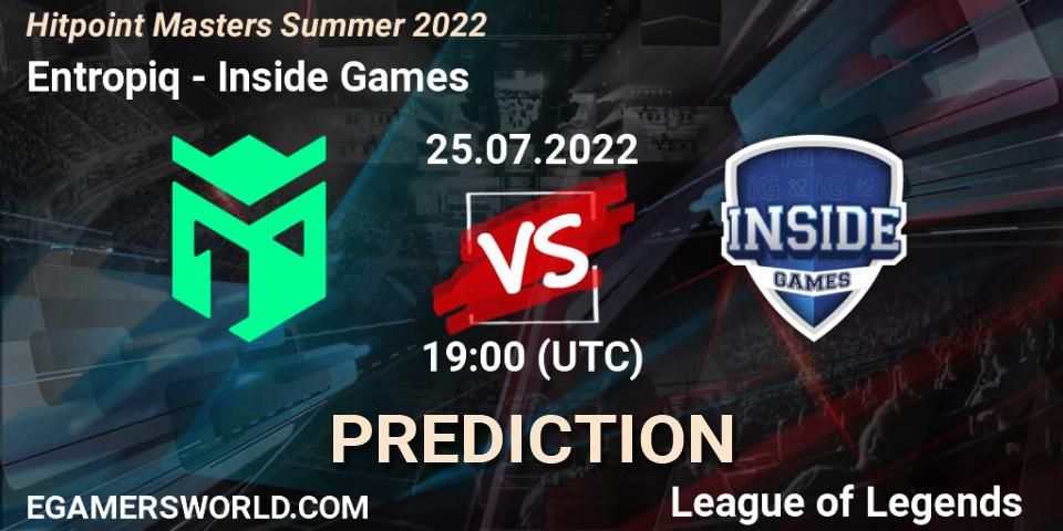 Entropiq vs Inside Games: Betting TIp, Match Prediction. 25.07.22. LoL, Hitpoint Masters Summer 2022