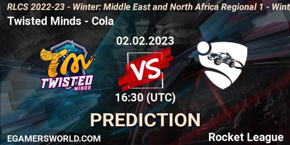 Twisted Minds vs Cola: Betting TIp, Match Prediction. 02.02.2023 at 16:30. Rocket League, RLCS 2022-23 - Winter: Middle East and North Africa Regional 1 - Winter Open