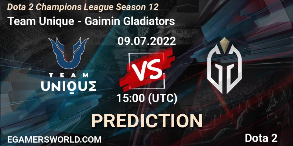 Team Unique vs Gaimin Gladiators: Betting TIp, Match Prediction. 09.07.22. Dota 2, Dota 2 Champions League Season 12