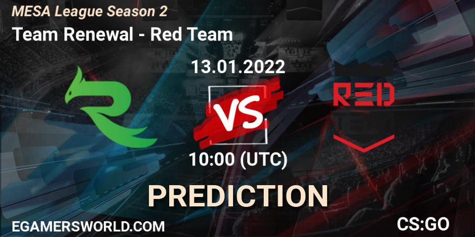 Team Renewal vs Red Team: Betting TIp, Match Prediction. 13.01.2022 at 10:00. Counter-Strike (CS2), MESA League Season 2