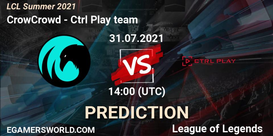 CrowCrowd vs Ctrl Play team: Betting TIp, Match Prediction. 31.07.21. LoL, LCL Summer 2021