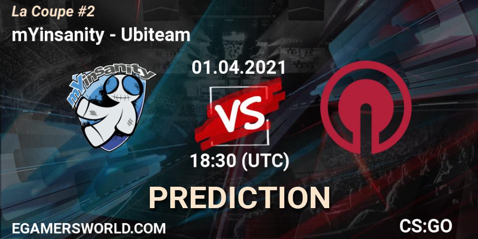 mYinsanity vs Ubiteam: Betting TIp, Match Prediction. 03.04.2021 at 11:30. Counter-Strike (CS2), La Coupe #2