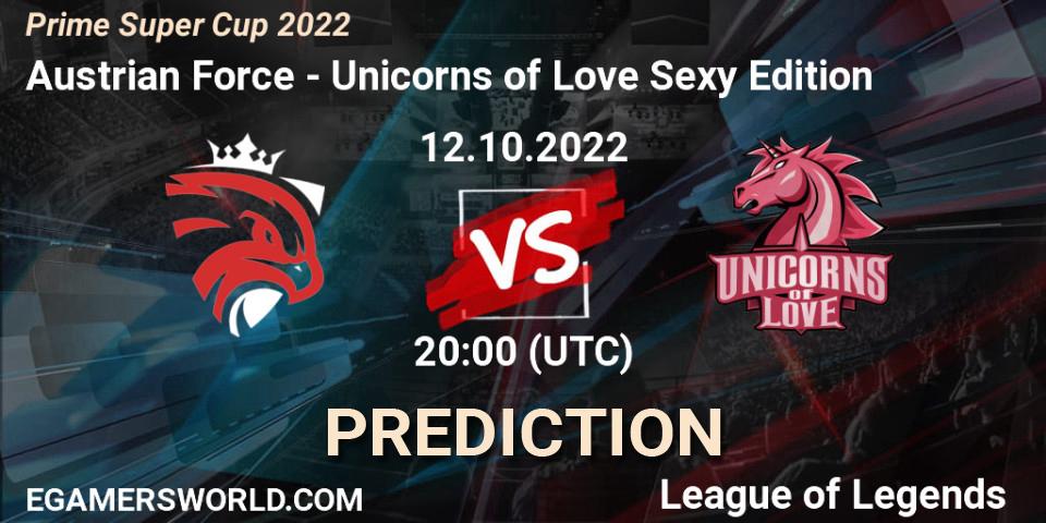 Austrian Force vs Unicorns of Love Sexy Edition: Betting TIp, Match Prediction. 12.10.22. LoL, Prime Super Cup 2022