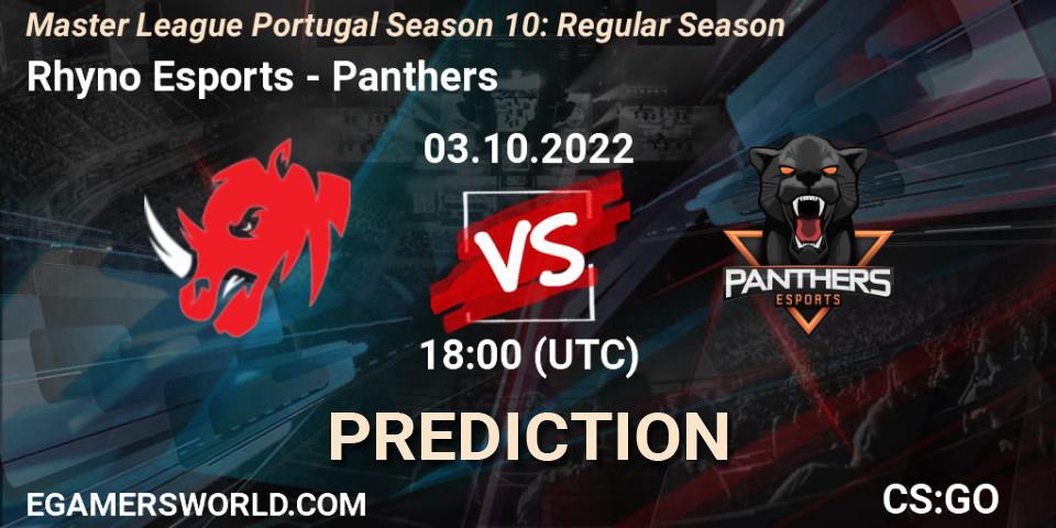 Rhyno Esports vs Panthers: Betting TIp, Match Prediction. 03.10.2022 at 18:00. Counter-Strike (CS2), Master League Portugal Season 10: Regular Season