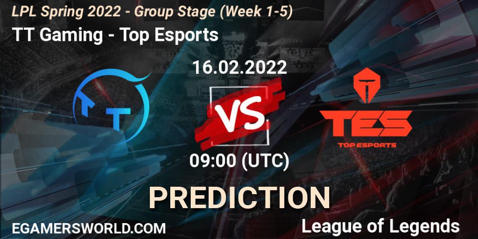 TT Gaming vs Top Esports: Betting TIp, Match Prediction. 16.02.22. LoL, LPL Spring 2022 - Group Stage (Week 1-5)