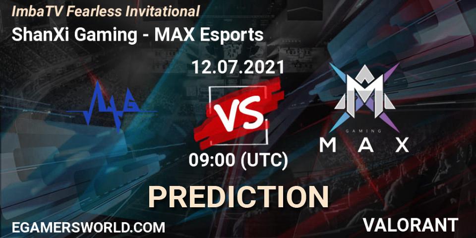 ShanXi Gaming vs MAX Esports: Betting TIp, Match Prediction. 12.07.2021 at 09:00. VALORANT, ImbaTV Fearless Invitational