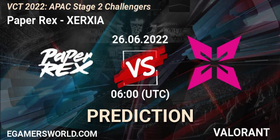 Paper Rex vs XERXIA: Betting TIp, Match Prediction. 26.06.22. VALORANT, VCT 2022: APAC Stage 2 Challengers