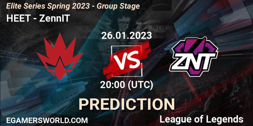 HEET vs ZennIT: Betting TIp, Match Prediction. 26.01.2023 at 20:00. LoL, Elite Series Spring 2023 - Group Stage