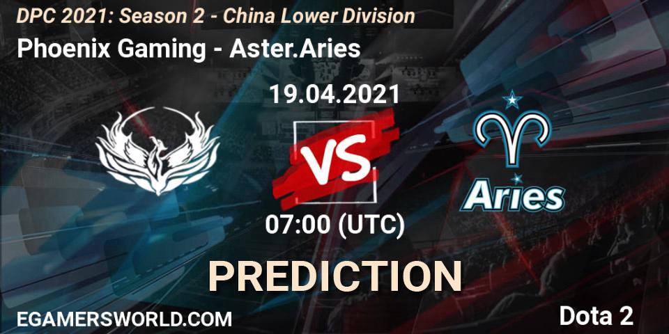 Phoenix Gaming vs Aster.Aries: Betting TIp, Match Prediction. 19.04.2021 at 06:54. Dota 2, DPC 2021: Season 2 - China Lower Division
