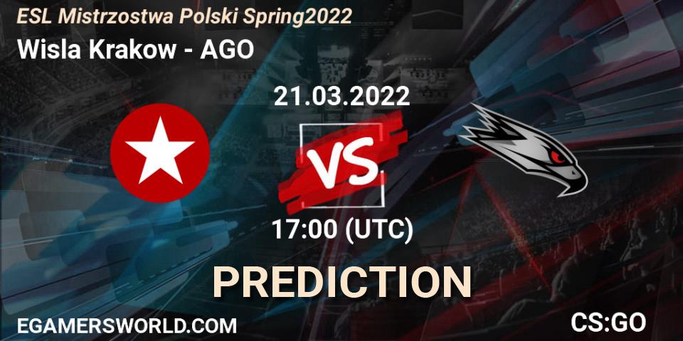 Wisla Krakow vs AGO: Betting TIp, Match Prediction. 21.03.2022 at 17:00. Counter-Strike (CS2), ESL Mistrzostwa Polski Spring 2022