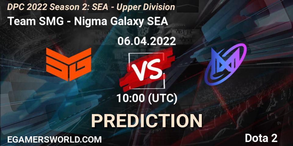 Team SMG vs Nigma Galaxy SEA: Betting TIp, Match Prediction. 06.04.2022 at 10:30. Dota 2, DPC 2021/2022 Tour 2 (Season 2): SEA Division I (Upper)