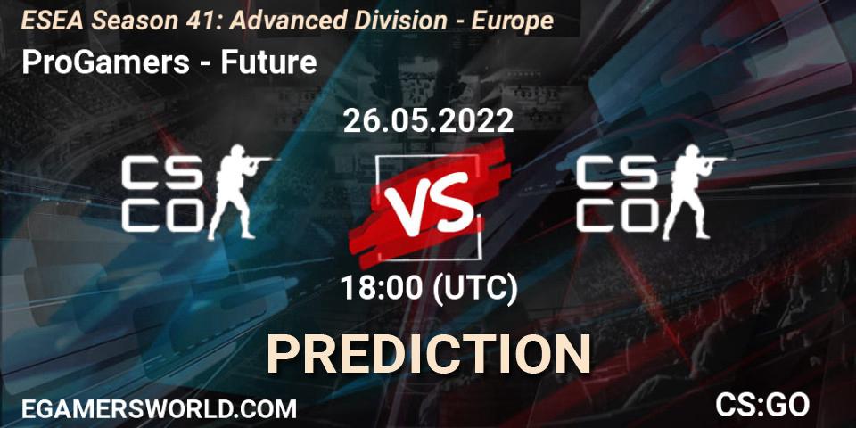 ProGamers vs Future: Betting TIp, Match Prediction. 26.05.2022 at 18:00. Counter-Strike (CS2), ESEA Season 41: Advanced Division - Europe