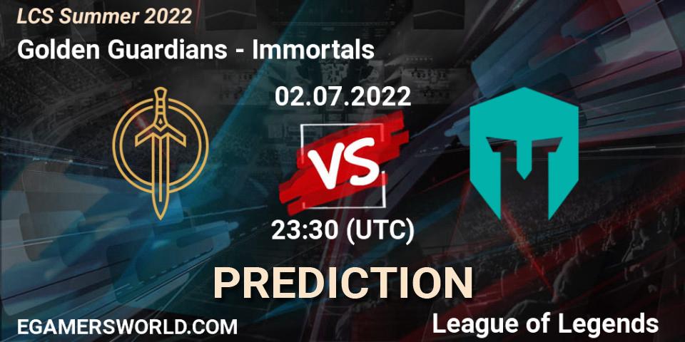 Golden Guardians vs Immortals: Betting TIp, Match Prediction. 02.07.22. LoL, LCS Summer 2022