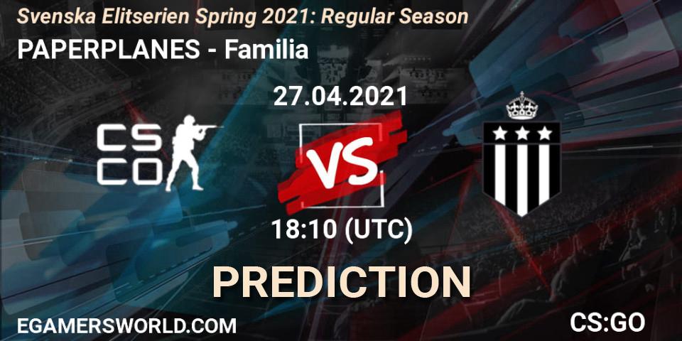 PAPERPLANES vs Familia: Betting TIp, Match Prediction. 27.04.21. CS2 (CS:GO), Svenska Elitserien Spring 2021: Regular Season