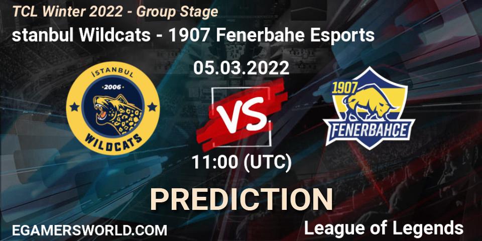 İstanbul Wildcats vs 1907 Fenerbahçe Esports: Betting TIp, Match Prediction. 05.03.22. LoL, TCL Winter 2022 - Group Stage