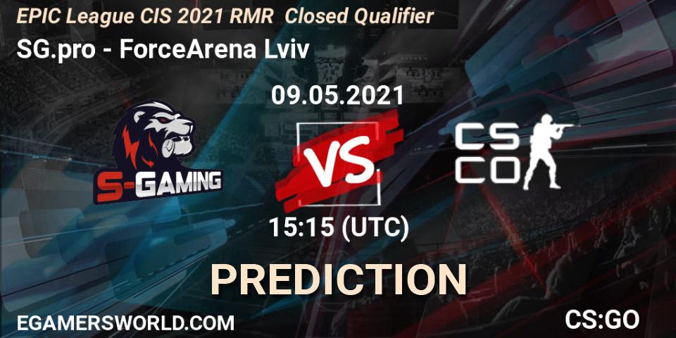 SG.pro vs ForceArena Lviv: Betting TIp, Match Prediction. 09.05.2021 at 15:15. Counter-Strike (CS2), EPIC League CIS 2021 RMR Closed Qualifier