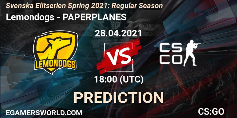 Lemondogs vs PAPERPLANES: Betting TIp, Match Prediction. 28.04.21. CS2 (CS:GO), Svenska Elitserien Spring 2021: Regular Season
