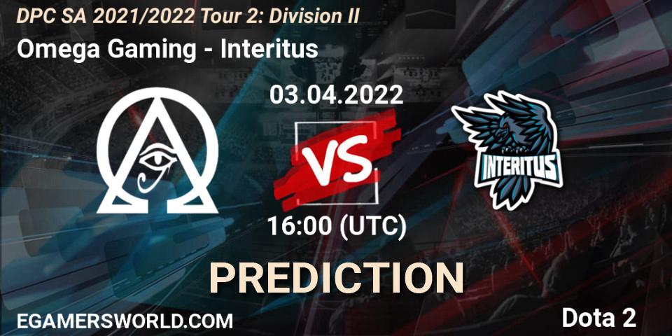 Omega Gaming vs Interitus: Betting TIp, Match Prediction. 03.04.2022 at 16:01. Dota 2, DPC 2021/2022 Tour 2: SA Division II (Lower)