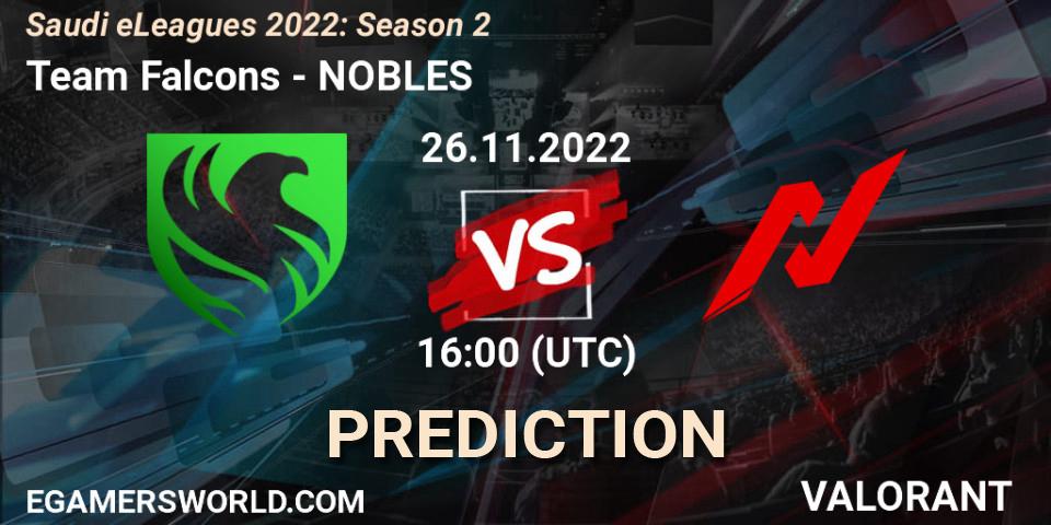 Team Falcons vs NOBLES: Betting TIp, Match Prediction. 26.11.22. VALORANT, Saudi eLeagues 2022: Season 2
