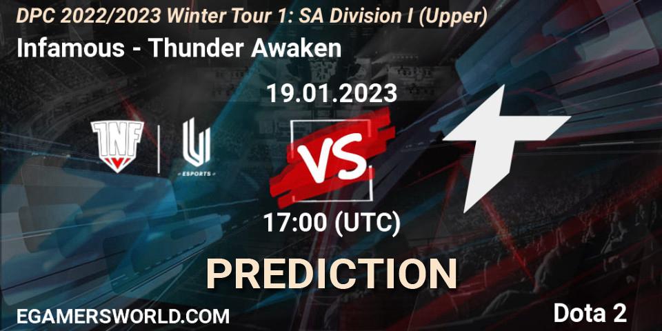 Infamous vs Thunder Awaken: Betting TIp, Match Prediction. 19.01.23. Dota 2, DPC 2022/2023 Winter Tour 1: SA Division I (Upper) 
