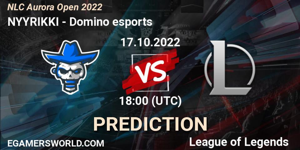 NYYRIKKI vs Domino esports: Betting TIp, Match Prediction. 17.10.22. LoL, NLC Aurora Open 2022