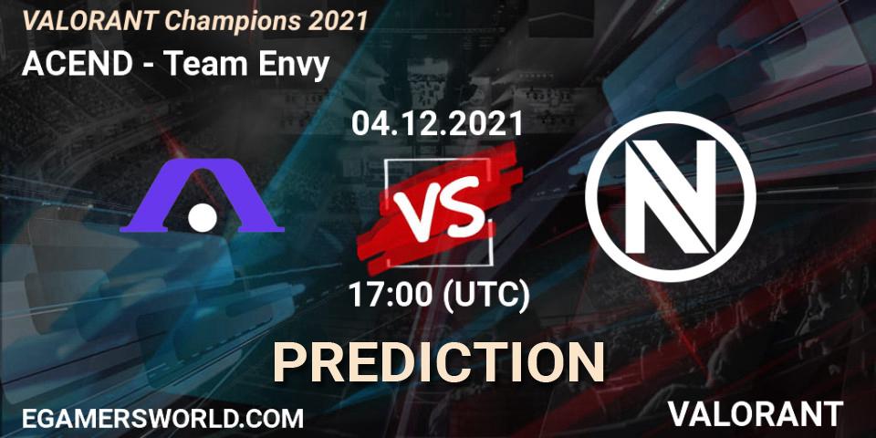 ACEND vs Team Envy: Betting TIp, Match Prediction. 06.12.2021 at 14:00. VALORANT, VALORANT Champions 2021